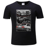 Crew neck T-shirt, sports car print short sleeves