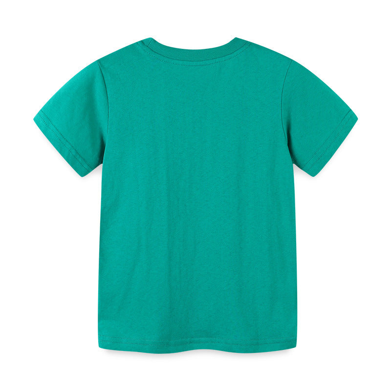 Boy T Shirt Children's Summer Clothing T-shirt Children's Short-Sleeved T-shirt Knitted Cotton Cartoon Print