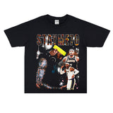 Basket Ball Star T Shirt Basketball Print Carmelo Anthony Washed Distressed T-shirt Loose