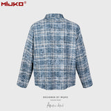 MIJKO Mens Jacket Textured Plaid Shirt Jacket