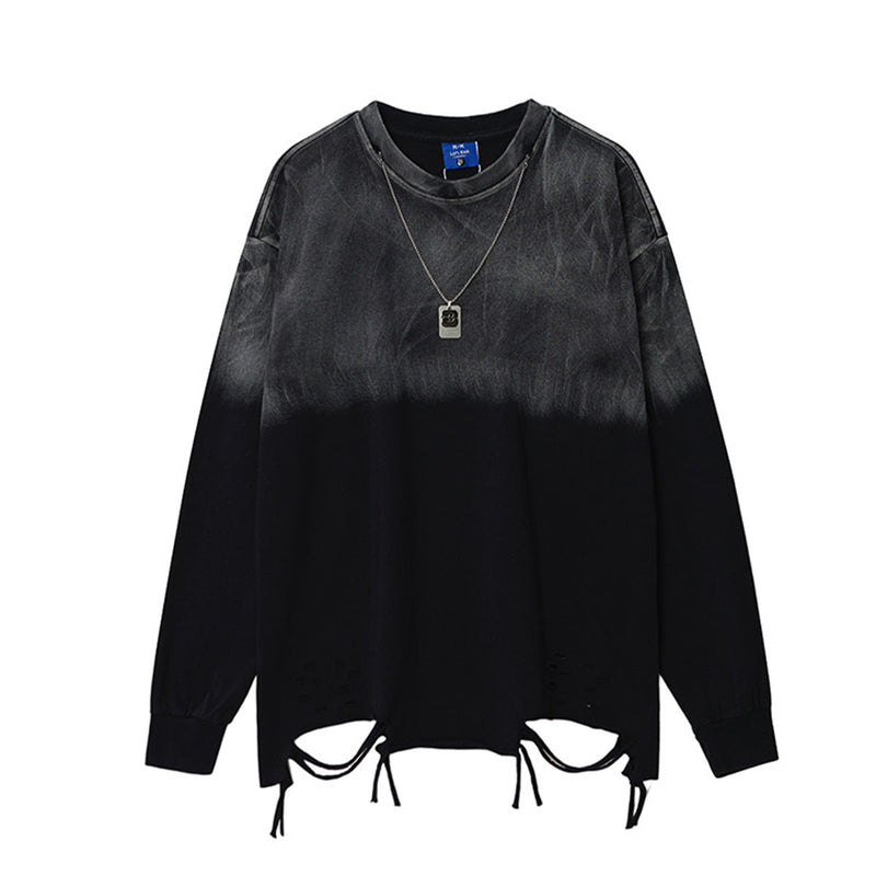 Unisex long-sleeved shirt washed and dyed
