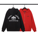 CHH Chrome Heart Hoodie Crowe hooded zip sweater women autumn and winter loose