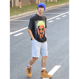 Film Star T Shirt Washed Old American Round Neck Loose T-Shirt Retro Short Sleeve
