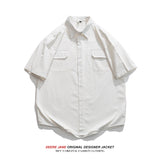 Men's Shirts Summer Short-Sleeved White Shirt Men's Loose White Casual