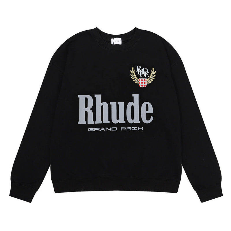 Rhude Hoodie Rhude Grand Prix Ear of Rice Printed Men and Women Casual round Neck Sweater