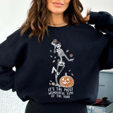Halloween Skeleton & Pumpkin Print Sweatshirts Casual Long