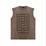 Purple Brand Distressed Tank T Shirts Distressed Sleeveless T-shirt Vest