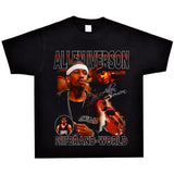 Basket Ball Star T Shirt Allenezailiverson Washed Distressed T-Shirt Printed Retro Loose