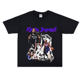 Basket Ball Star T Shirt Basketball Kevin Durant Washed Distressed Printed T-Shirt Personalized Short Sleeve Pure Cotton