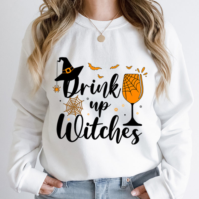 Witch Hat Drink Up Print Sweatshirt