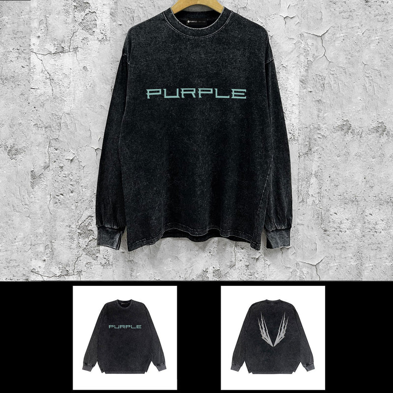 Purple Brand Distressed Long Sleeve Shirt Fashion Distressed Loose Long-sleeved Top