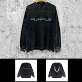 Purple Brand Distressed Long Sleeve Shirt Fashion Distressed Loose Long-sleeved Top