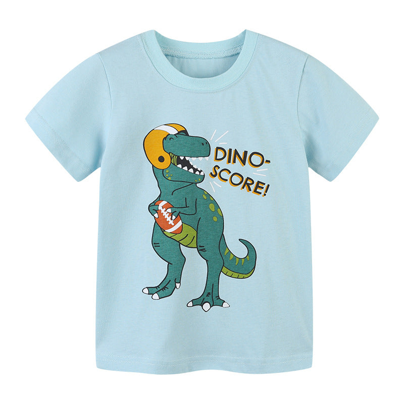 Boy T Shirt Short Sleeve T-shirt Summer Children's round Neck Cartoon Print