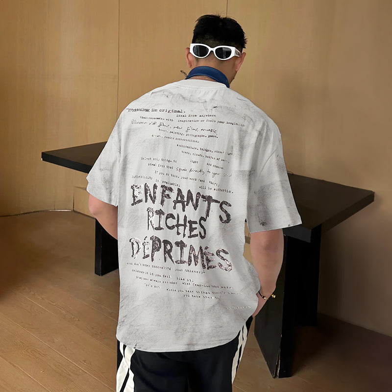 ERD T Shirts Letter Crew Neck Short-Sleeved Casual T-shirt