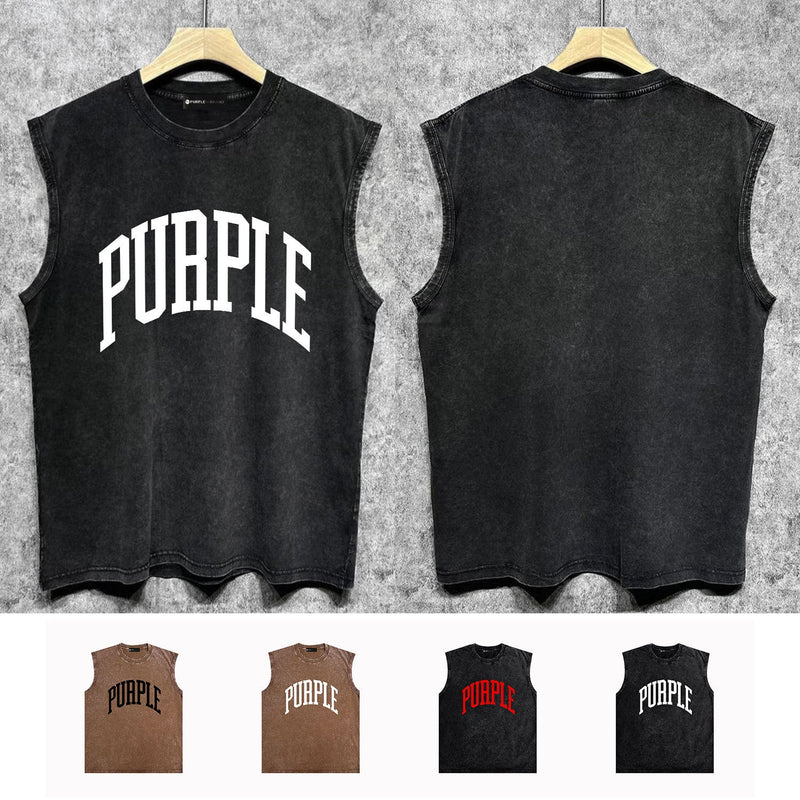 Purple Brand Distressed Tank T Shirts Distressed Sleeveless T-shirt Vest