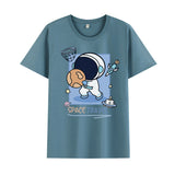 Basketball Sports T Shirt Summer Astronaut Short Sleeve T-Shirt Men And Women Loose