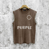 Purple Brand Distressed Tank T Shirts Distressed Sleeveless T-shirt Vest