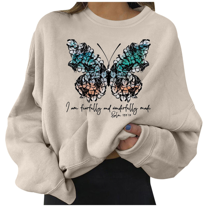 Women Printing Sweatshirts Casual Loose Short Pullover