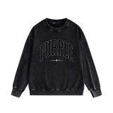 Purple Brand Distressed Sweatshirt Retro Vintage Crew Neck Sweater