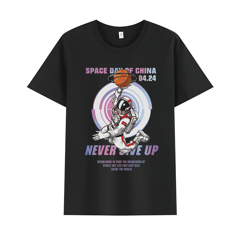 Basketball Sports T Shirt Short-Sleeved T-Shirt Men'S Trendy Loose Printed Half Sleeve Student