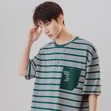 Mariner Shirt Navy-Striped Shirt Cotton Short-Sleeved T-shirt Men and Women Loose Retro Stripes