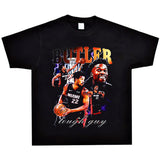 Basket Ball Star T Shirt Jimmy Butler Printed Washed Distressed T-shirt Cotton Short Sleeve round Neck