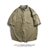 Men Shirts Summer Short Sleeve Shirt Loose-Fitting Versatile Blouse Coat