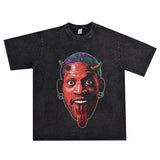 Film Star T Shirt Washed Old American Round Neck Loose T-Shirt Retro Short Sleeve