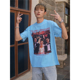 Film Star T Shirt Cotton Short Sleeve Loose round Neck Retro Nostalgic Heavy Printed T-shirt