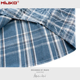 MIJKO Mens Jacket Textured Plaid Shirt Jacket
