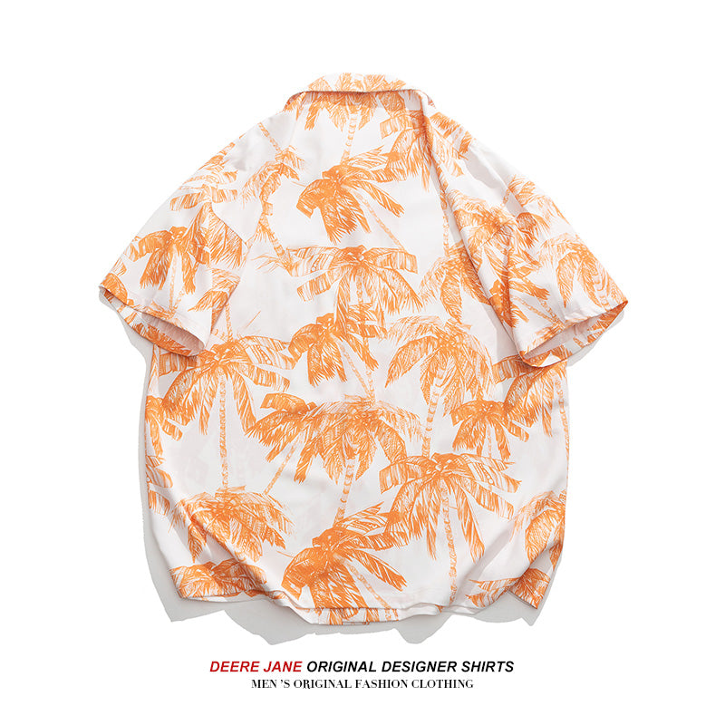 Men Shirts Summer Short Sleeve Shirt Men's Loose Casual Beach Coat