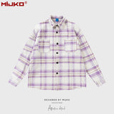 MIJKO Mens Jacket Plaid Loose Jacket Unisex