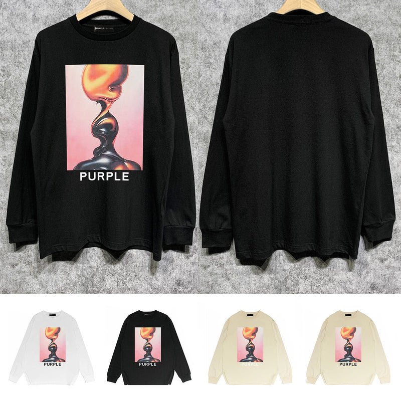 Purple Brand Long Sleeve T-Shirt Fashion Loose Long Sleeve Top