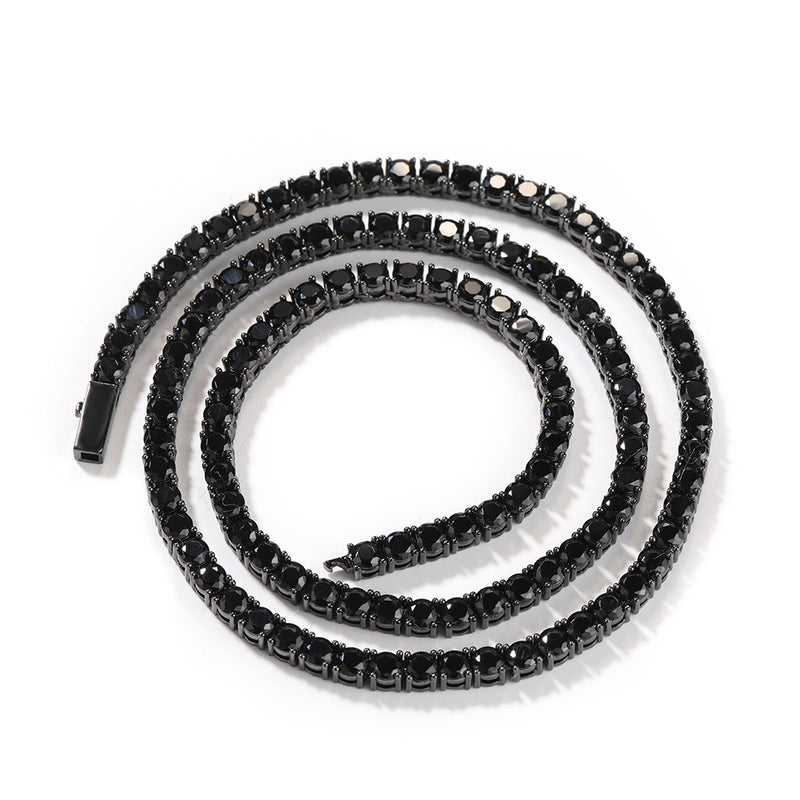 Chains Hip Hop Necklace 4mm Spring Buckle with Diamonds