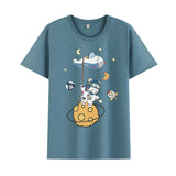 Basketball Sports T Shirt Short Sleeve T-Shirt Male Astronaut Loose Student