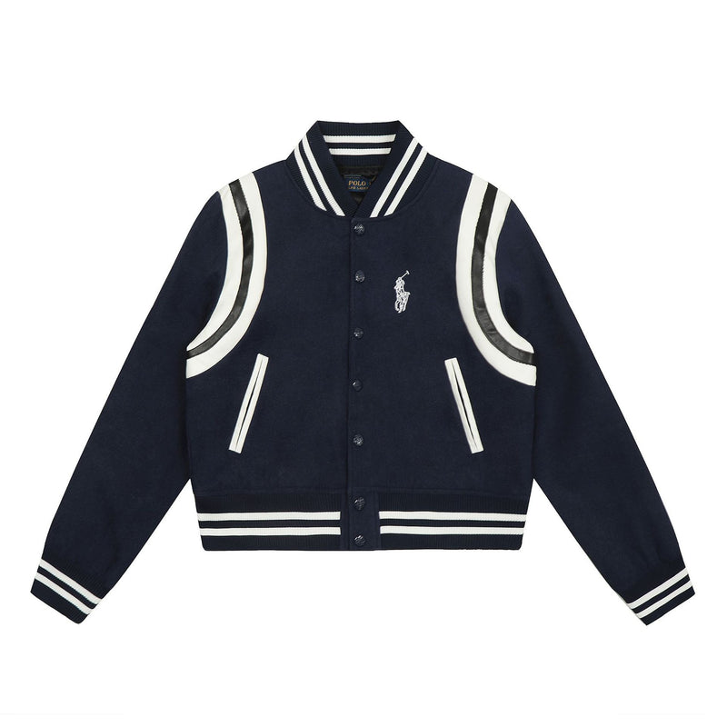 Ralph Lauren Coat Autumn/Winter Pony Embroidery Vintage Wool Leather Baseball