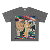 Film Star T Shirt Loose Heavy Retro Street Cotton Small Neckline T-shirt for Men and Women