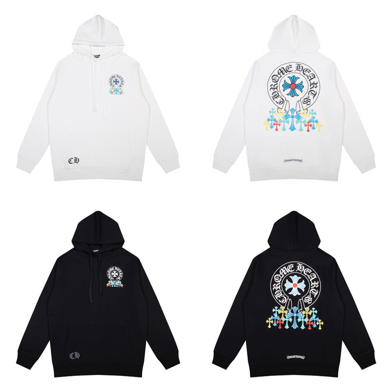 CHH Chrome Heart Hoodie Big Horseshoe Colored Cross Sanskrit Letter Sweater