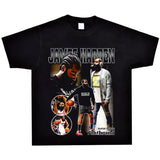 Basket Ball Star T Shirt Basketball Washed Distressed James Harden Printed T-shirt Retro Short Sleeve Cotton