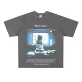 Film Star T Shirt Pure Cotton Loose Short Sleeve Retro Trendy round Neck Loose T-shirt for Men