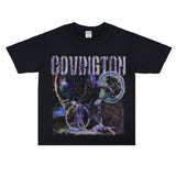 Film Star T Shirt Cotton Short Sleeve Loose Retro Design round Neck Heavy T-shirt Men