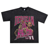 Basket Ball Star T Shirt Demar Derozan Short Sleeve Printed American T-shirt Retro Pure Cotton