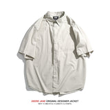 Men Shirts Summer Short Sleeve Shirt Loose-Fitting Versatile Blouse Coat