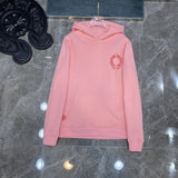 Chh Chrome Hearts autumn and winter pink horseshoe phantom LOGO hooded sweater