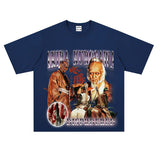 Film Star T Shirt Short Sleeve American Retro Loose Heavy round Neck Street T-shirt Men and Women