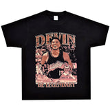 Basket Ball Star T Shirt Basketball Washed Distressed Devin Booker Short Sleeve Loose-Fitting Pure Cotton T-Shirt