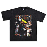 Basket Ball Star T Shirt Basketball Print Carmelo Anthony Washed Distressed T-shirt Loose