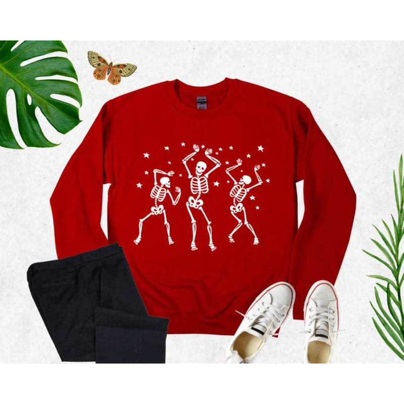 Dancing Skeleton Sweatshirt Spooky Halloween Funny Skeleton