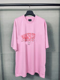 Mens T-shirts Summer Paris Graffiti Print Short Sleeve Crew Neck T-Shirt Loose
