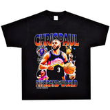Basket Ball Star T Shirt Basketball Chris Pau Washed Distressed Printed Personalized T-Shirt Retro Short Sleeve